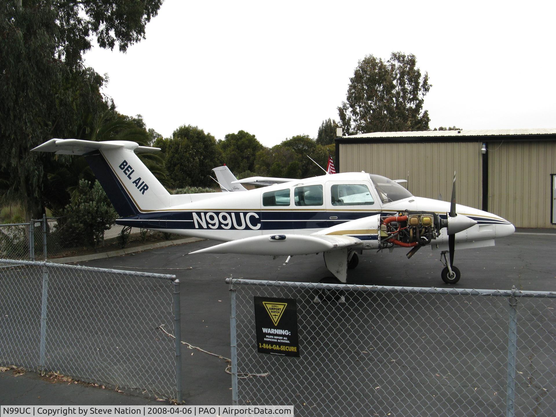 N99UC, 1979 Beech 76 Duchess C/N ME-211, Bel Air 1979 Beech 76 with engine cowling open @ Palo Alto, CA