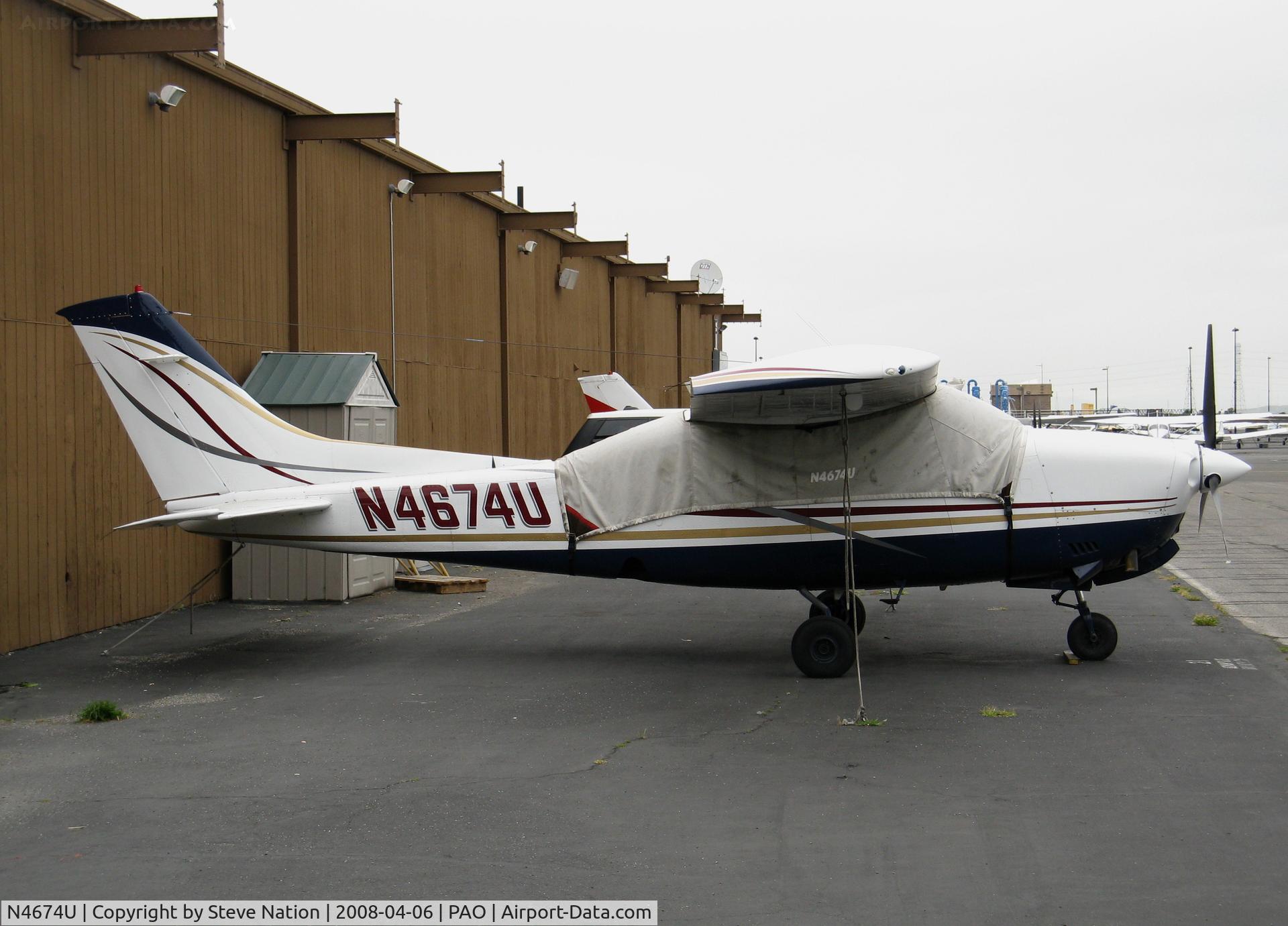 N4674U, 1983 Cessna T210N Turbo Centurion C/N 21064802, 1983 Cessna T210N with cover @ Palo Alto, CA