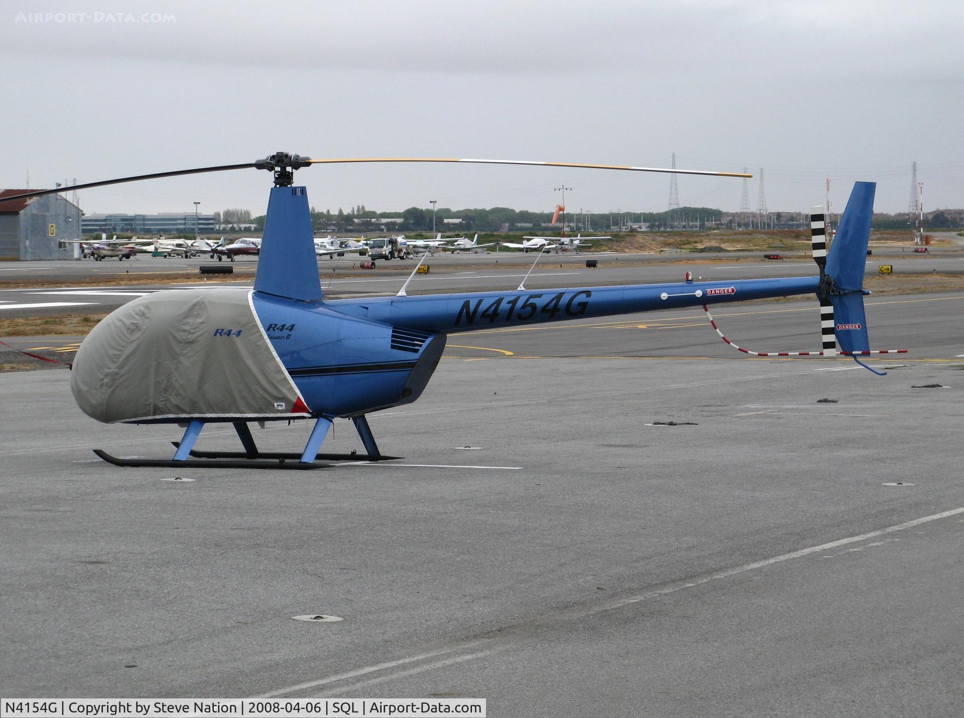 N4154G, 2008 Robinson R44 II C/N 12194, Robinson R44 II with cover (all blue) @ San Carlos, CA