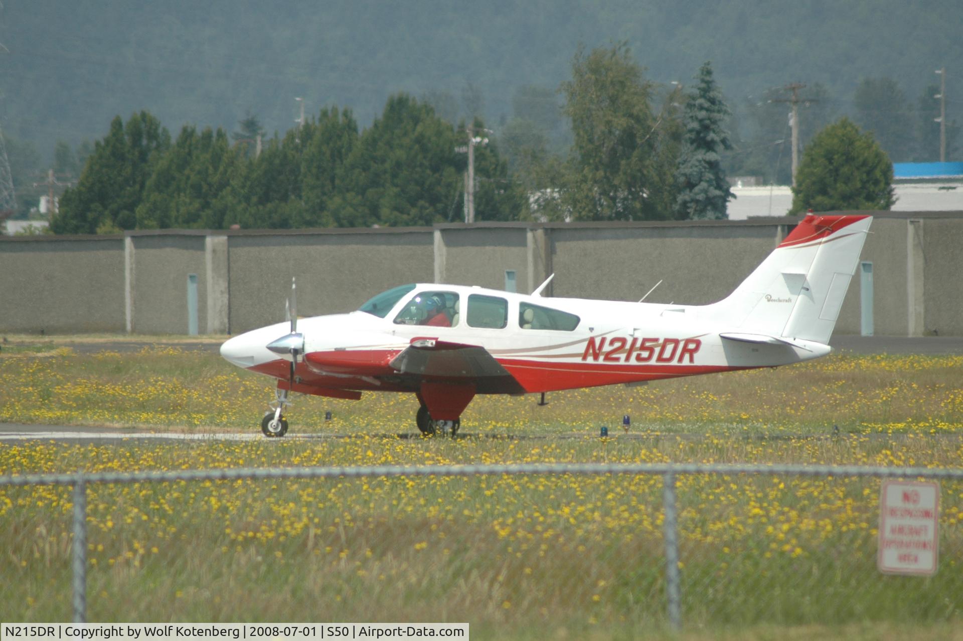 N215DR, 1981 Beech B-55 C/N TC-2390, awaiting clear runway