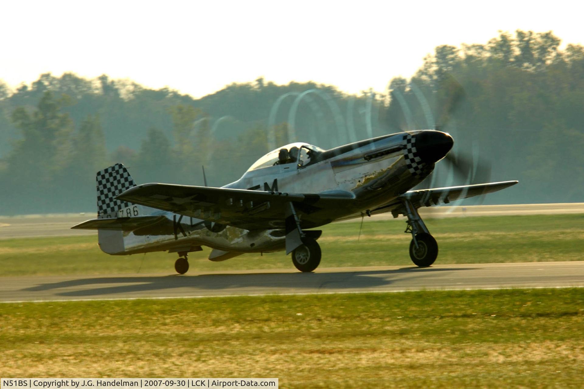N51BS, 1958 North American P-51D Mustang C/N 44-73822, back lit vapor rings