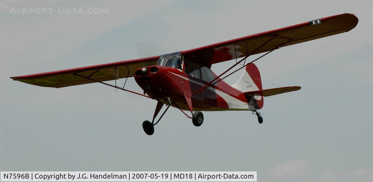 N7596B, 1957 Champion 7FC C/N 7FC-94, low pass at Horn Point MD