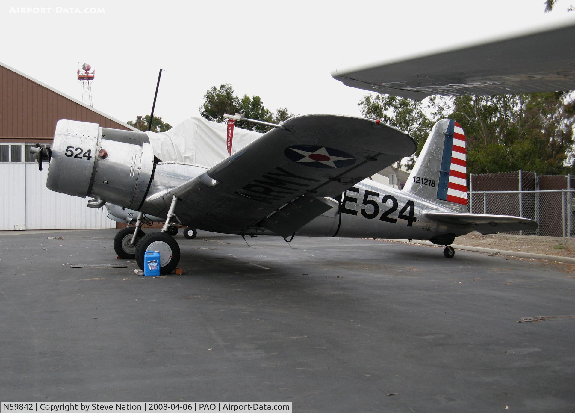 N59842, 1942 Consolidated Vultee BT-13A Valiant C/N 5057, USAAC-USN colors 1942 Consolidated Vultee BT-13A 'E524'  @ Palo Alto, CA