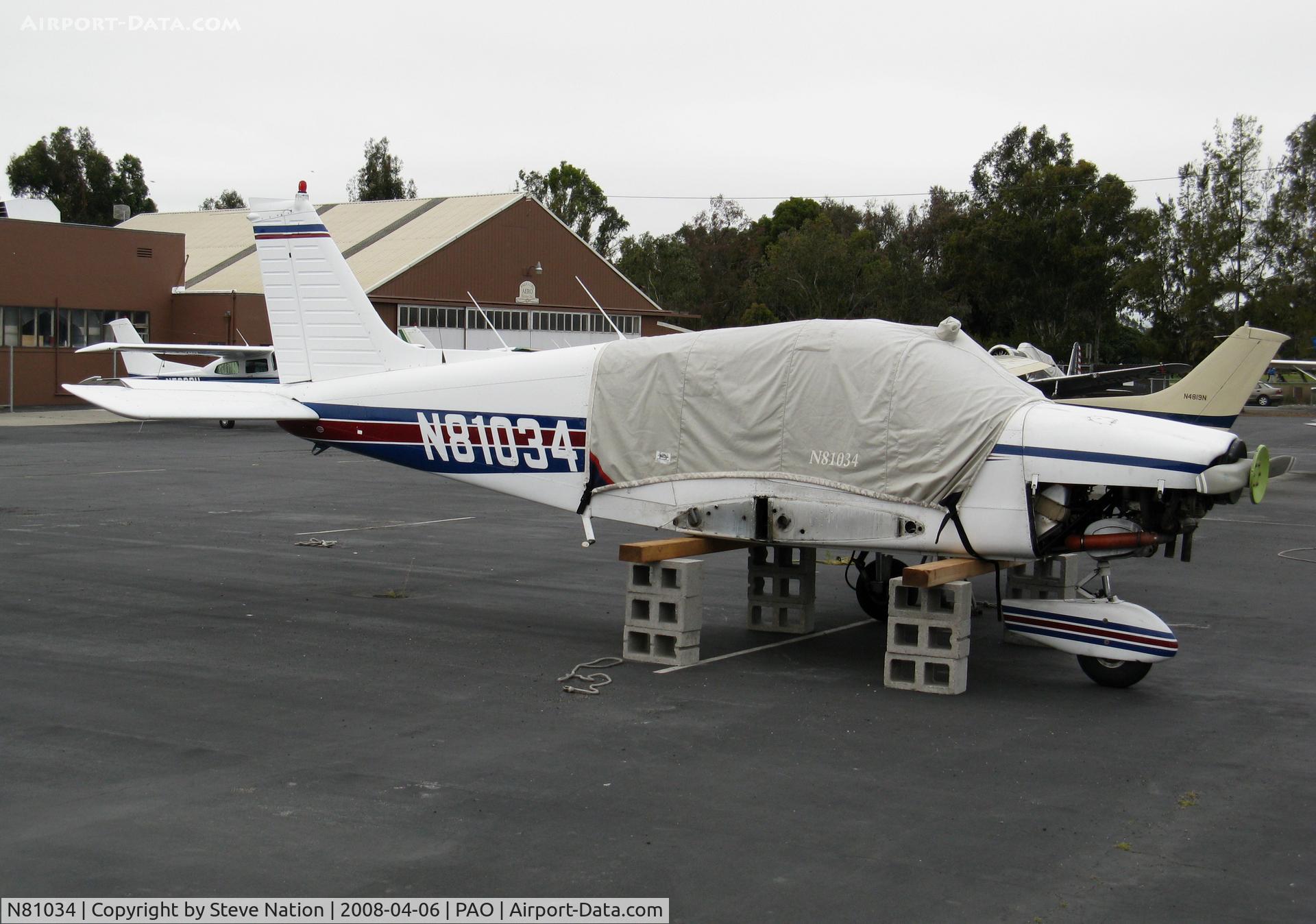 N81034, 1979 Piper PA-28-181 Archer C/N 28-8090120, Derelict 1979 Piper PA-28-181 minus wings and on concrete blocks @ Palo Alto, CA