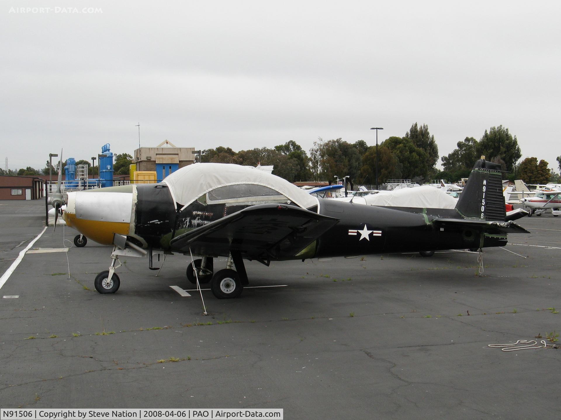 N91506, 1946 North American Navion C/N NAV-4-301, 1946 North American NAVION all black as USAF @ Palo Alto, CA