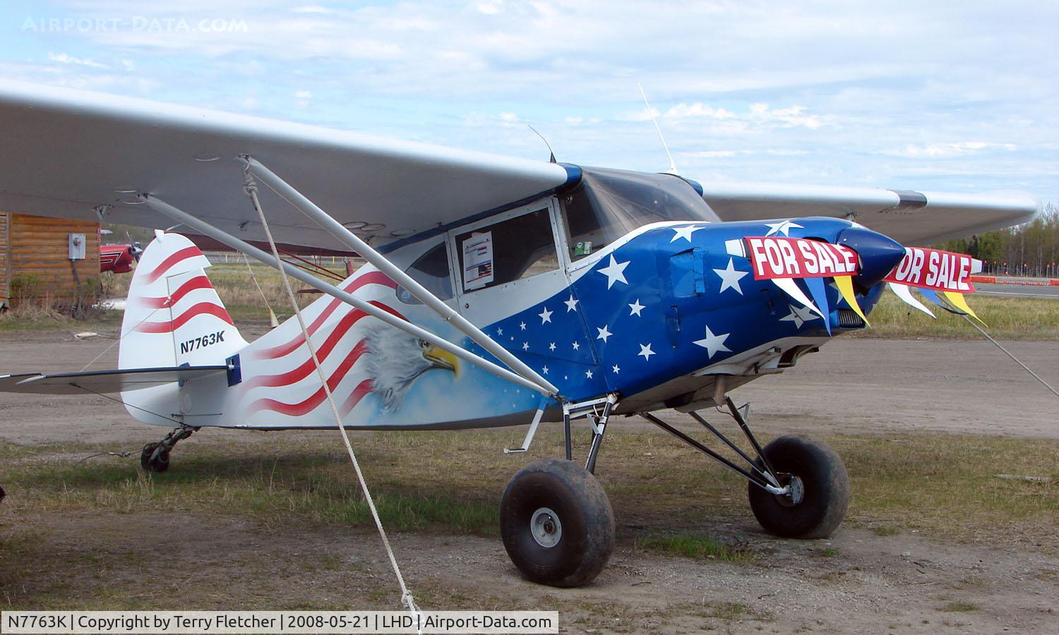 N7763K, 1951 Piper PA-20 Pacer C/N 20-586, 1951 Piper Pa-20 at Lake Hood in patriotic colours