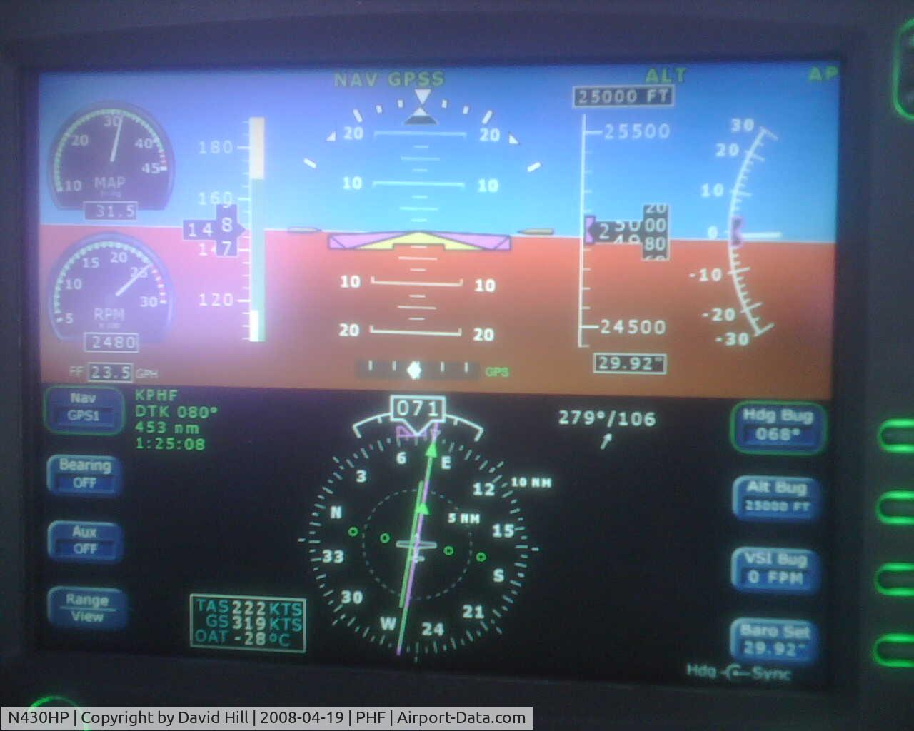 N430HP, 2006 Piper PA-46-350P Malibu Mirage C/N 4636391, 319 Knots Ground Speed - PFD