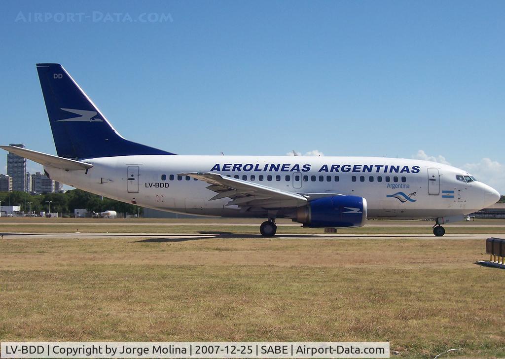 LV-BDD, 1991 Boeing 737-5Y0 C/N 24899, Taxi to RWY 13 for take off.