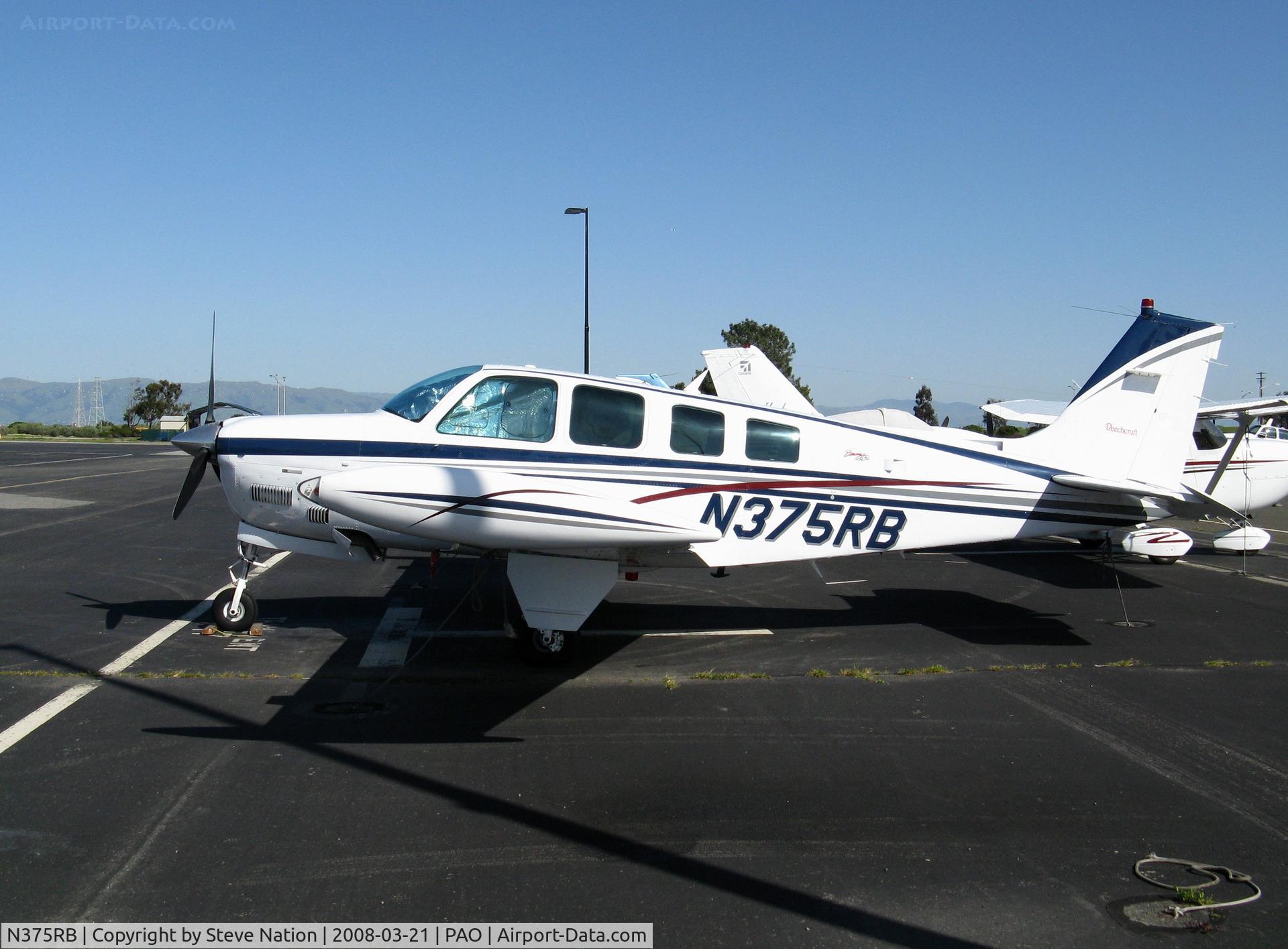 N375RB, 1998 Raytheon Aircraft Company A36 Bonanza C/N E-3155, 1998 Raytheon Aircraft Company A36 with tip-tanks @ Palo Alto, CA