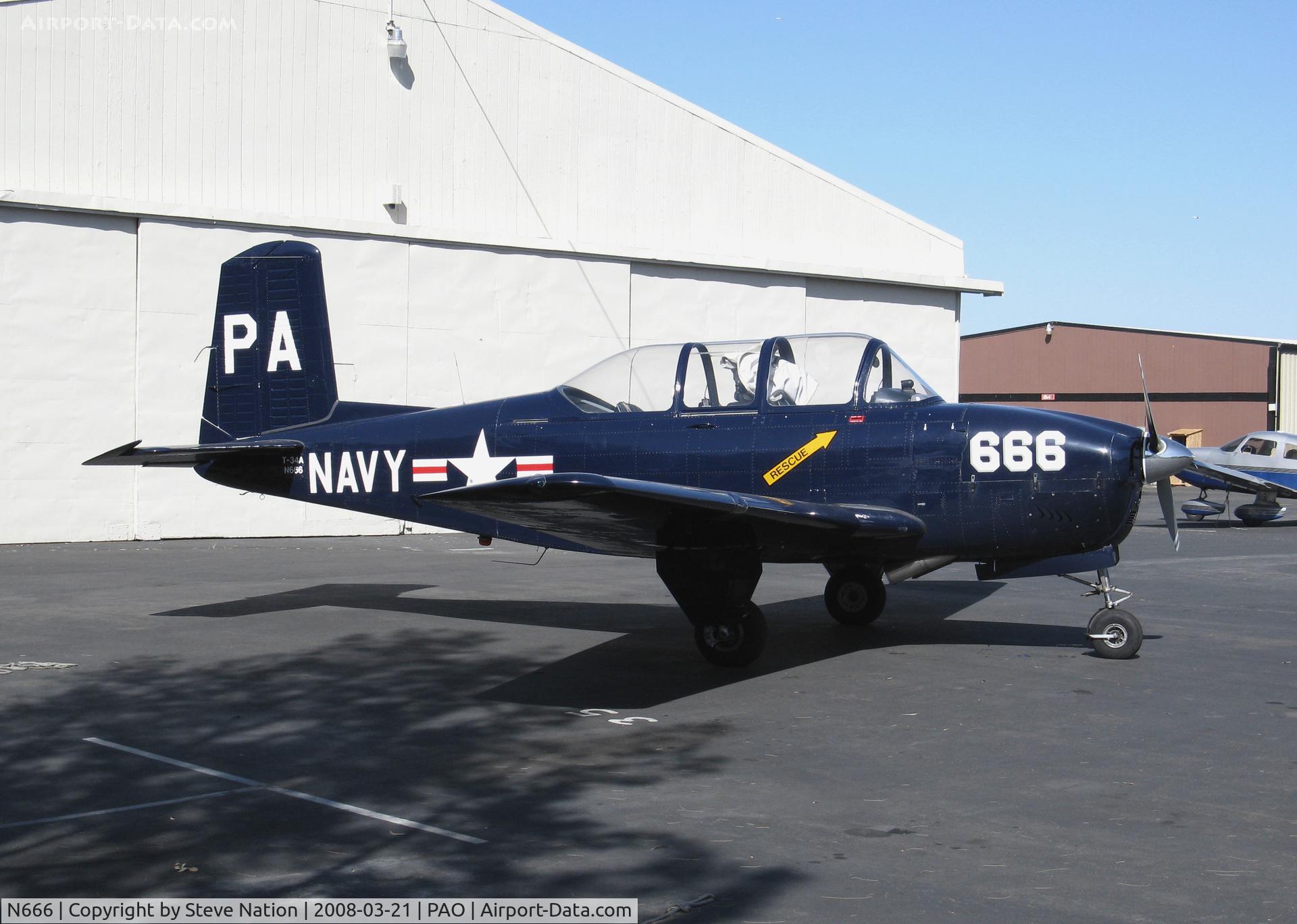 N666, 1958 Beech A45 C/N GM-141, NAVY Beech T-34B/Beech A45 PA-666 in midnight blue colors @ Palo Alto, CA