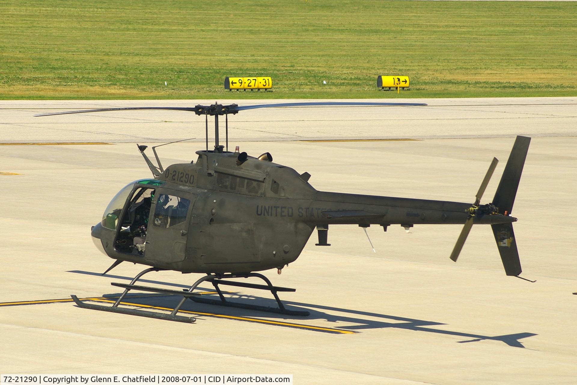 72-21290, 1972 Bell OH-58C Kiowa C/N 41956, Taken from second floor window of the control tower