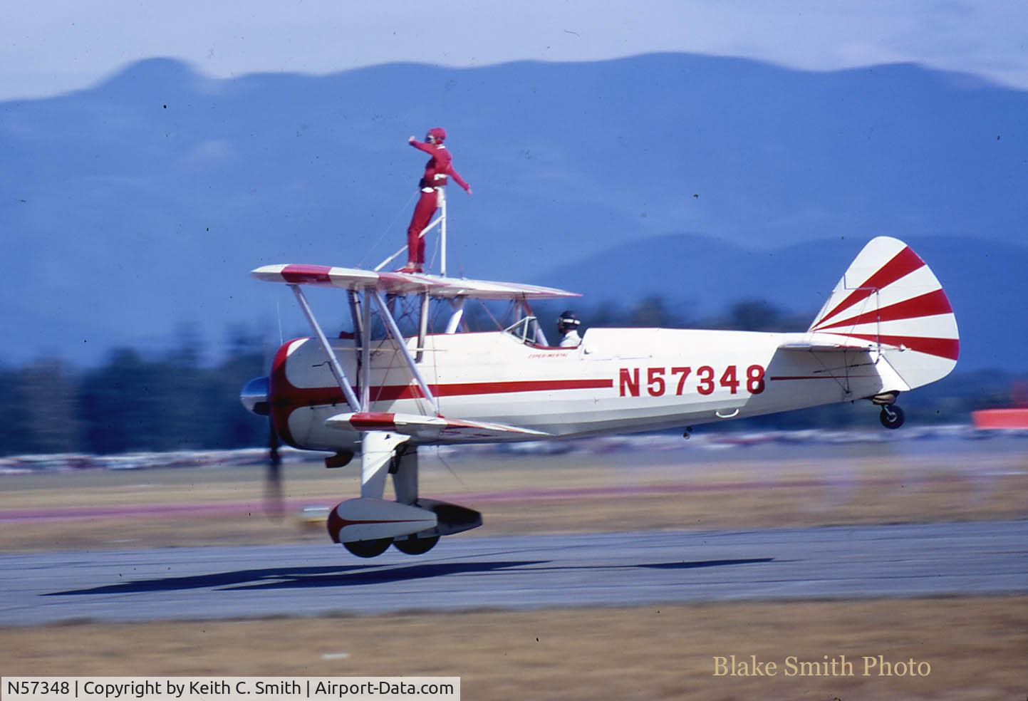 N57348, 1940 Boeing A75N1(PT17) C/N 75-1594, Wing-walker at Abbotsford Airshow, BC, Canada