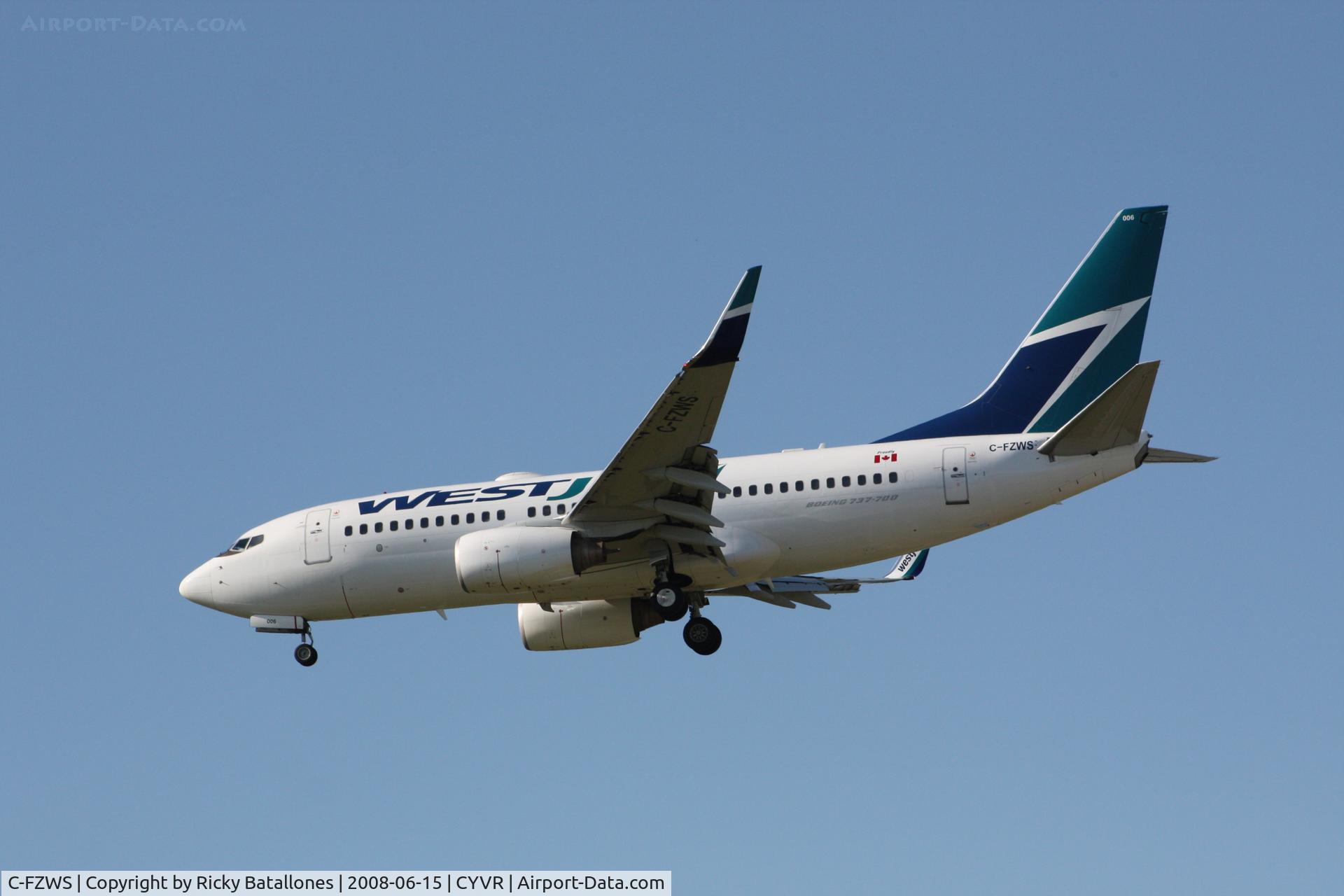 C-FZWS, 2001 Boeing 737-76N C/N 32731, Westjet