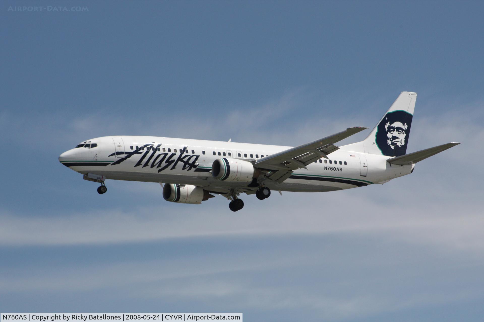 N760AS, 1992 Boeing 737-4Q8 C/N 25098, Alaska Airlines