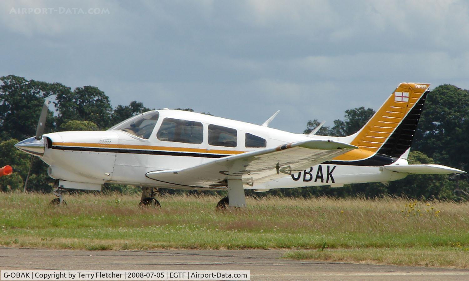 G-OBAK, 1977 Piper PA-28R-201T Cherokee Arrow III C/N 28R-7703054, Piper Pa-28R-201T at Fairoaks