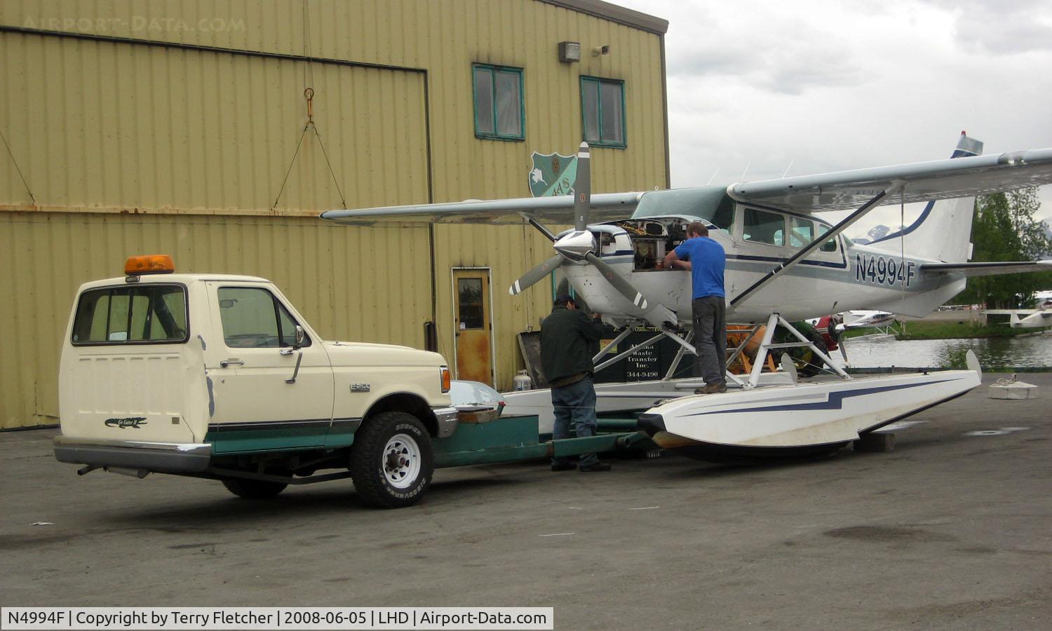 N4994F, 1967 Cessna U206B Super Skywagon C/N U206-0694, Cessna U206B at Lake Hood with the unusual looking towing equipment