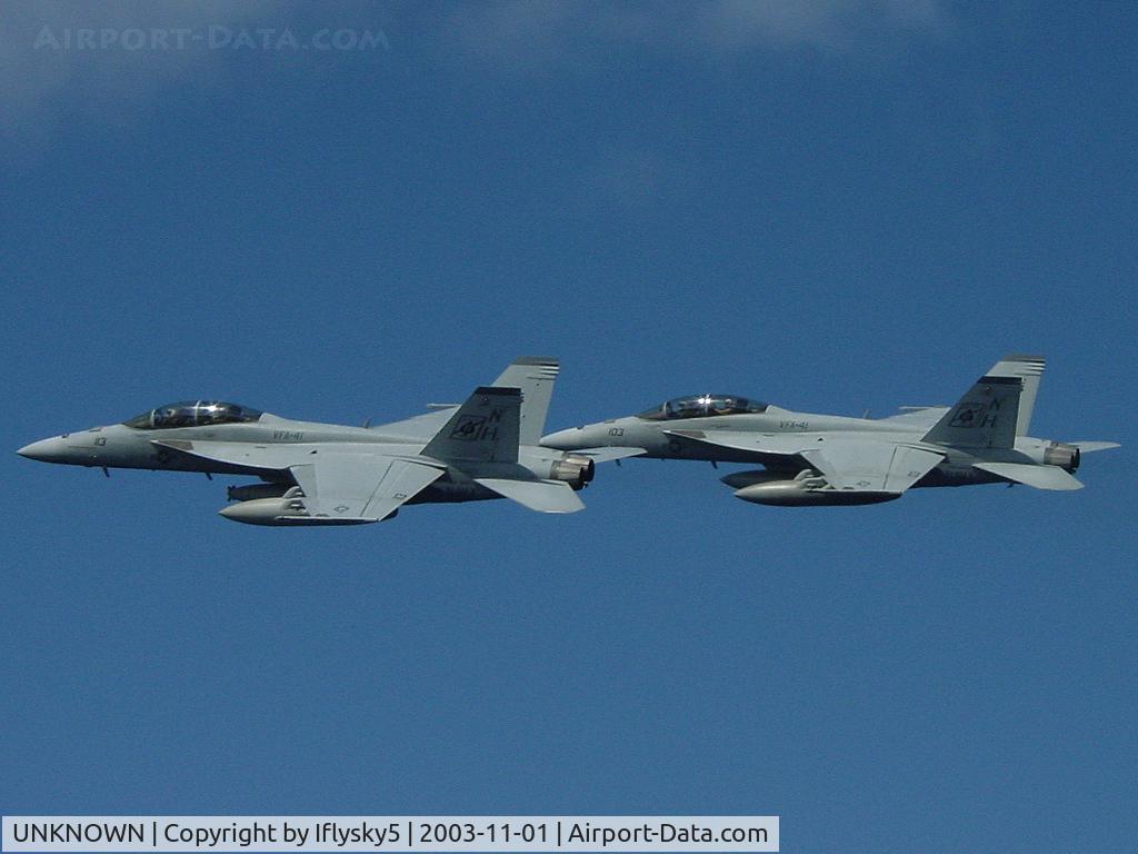UNKNOWN, , US Navy FA-18C flyby off the USS Nimitz