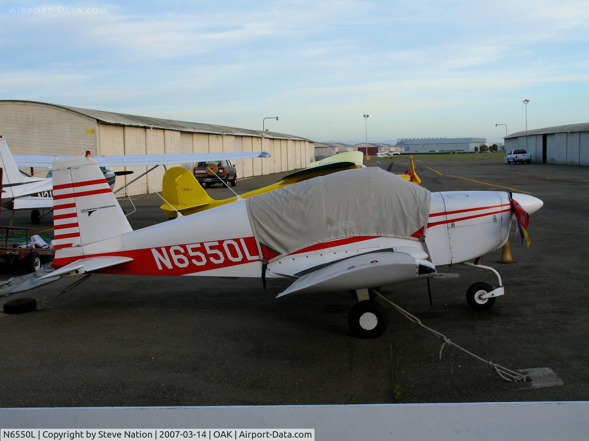 N6550L, 1974 Grumman American AA-1B Trainer C/N AA1B-0350, 1974 Grumman American Avn. Corp. AA-1B in late afternoon sun @Oakland, CA