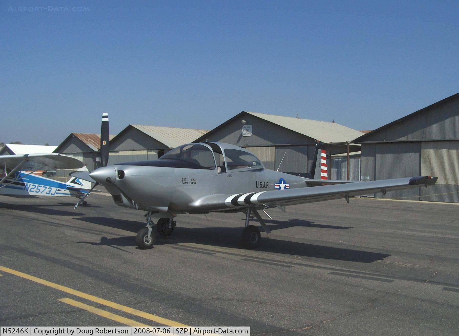 N5246K, 1950 Ryan Navion B C/N NAV-4-2146B, 1950 Ryan NAVION B as Korean War L-17, Lycoming GO-435 C&D 260 Hp
