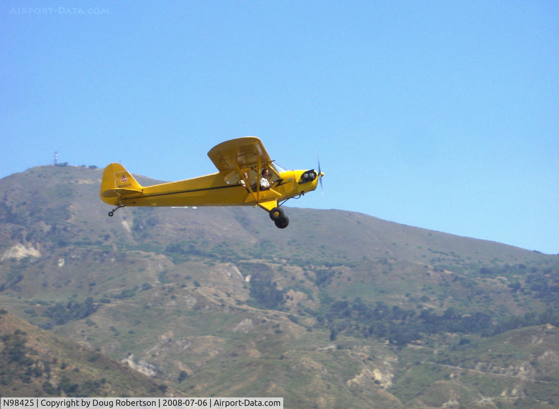 N98425, 1946 Piper J3C-65 Cub Cub C/N 18612, 1946 Piper J3C-65 CUB, Continental C90 upgrade, takeoff climb Rwy 22