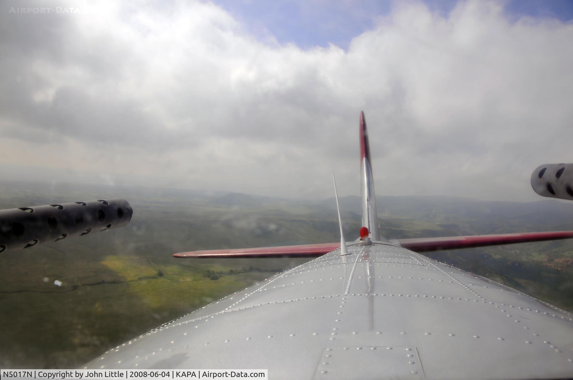 N5017N, 1944 Lockheed/Vega (Boeing) B-17G-105-VE Flying Fortress C/N 8649, View through upper turret gunner position. This was interesting to do without a stepladder (Gunny helped me by pushing on my back for stability)