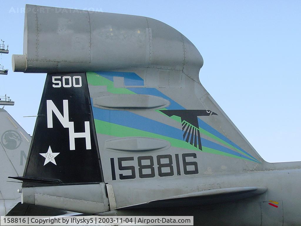 158816, Grumman EA-6B Prowler C/N P-46, USN EA-6B CAG bird tail