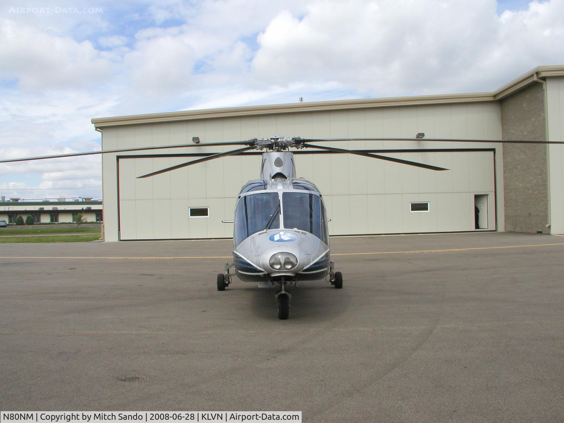 N80NM, 1985 Agusta A109A II C/N 7327, Parked on the ramp at Airlake.