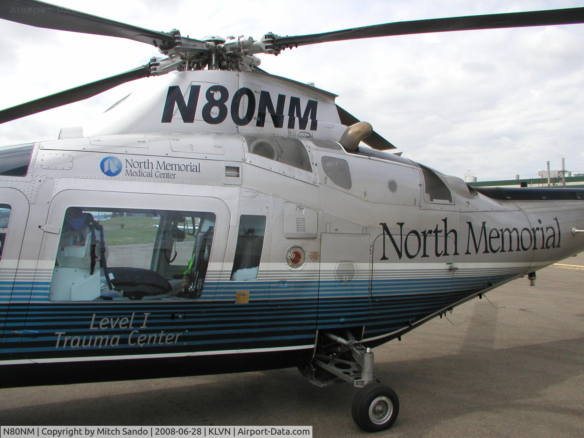 N80NM, 1985 Agusta A109A II C/N 7327, Parked on the ramp at Airlake.