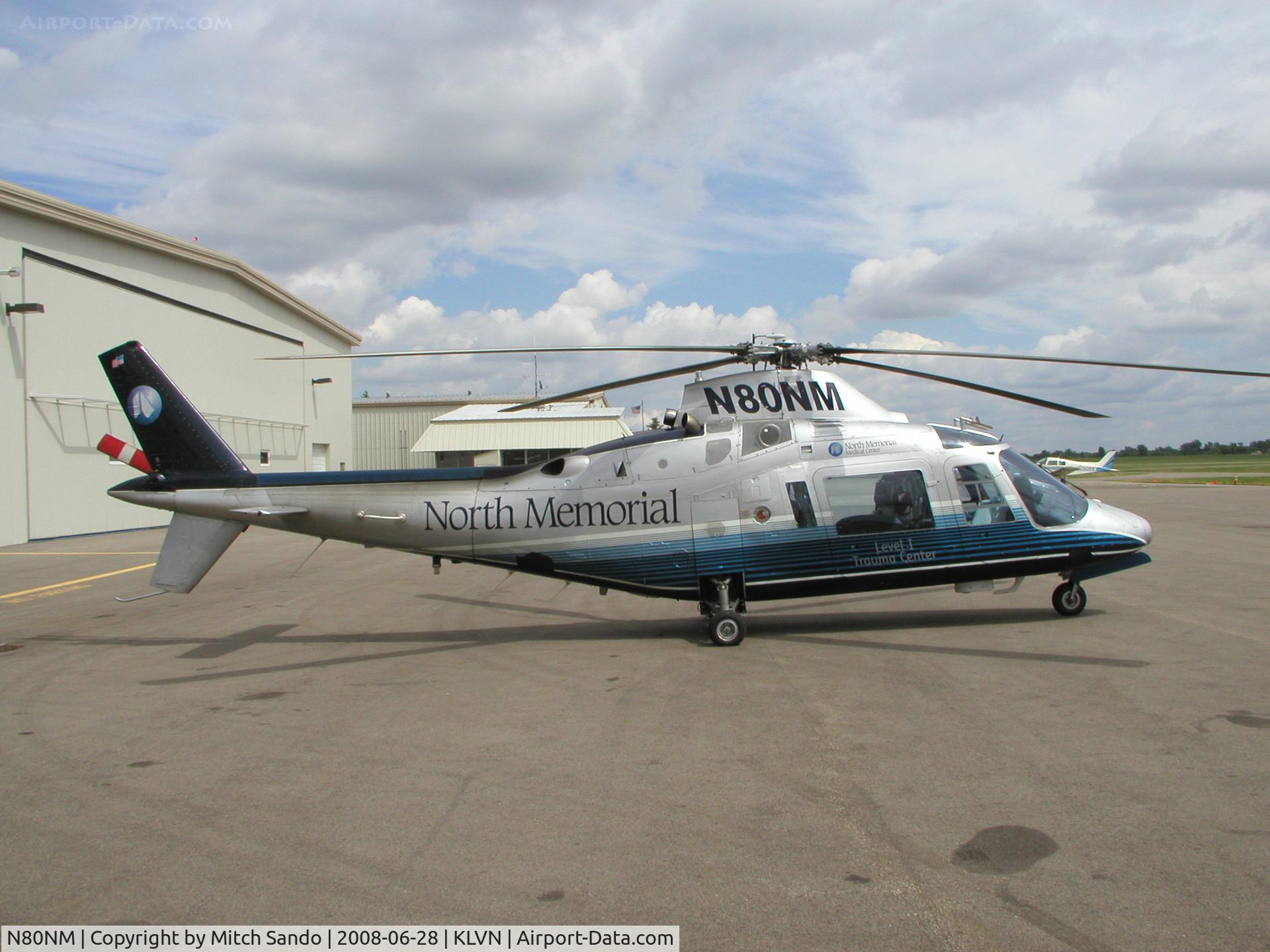 N80NM, 1985 Agusta A109A II C/N 7327, Parked on the ramp at Airlake.