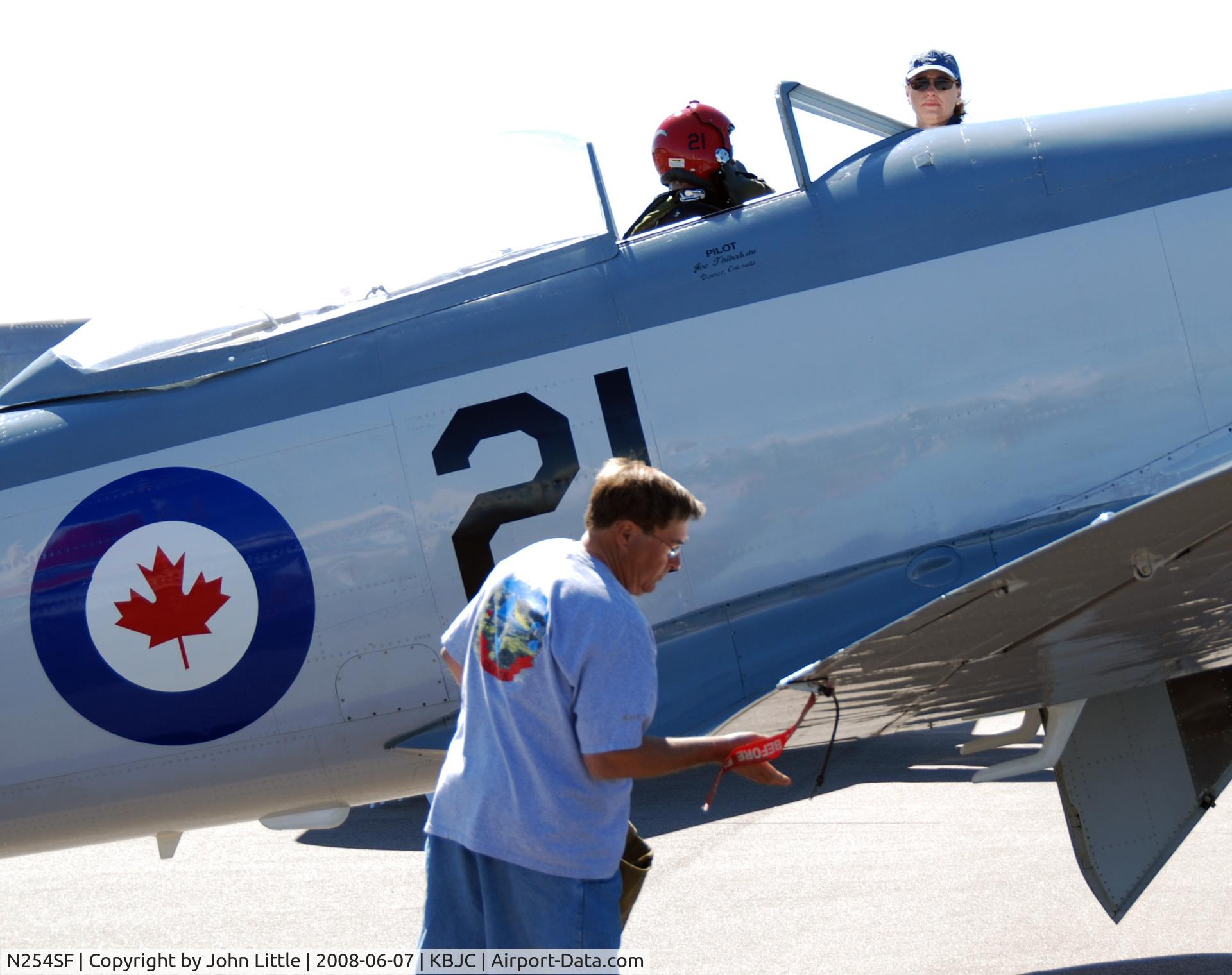 N254SF, 1956 Hawker FB60 Fury Replica C/N 37514, Photo Credit to Bluedharma, me working the pit for Joe and the Sea Fury...removing the control surface locks