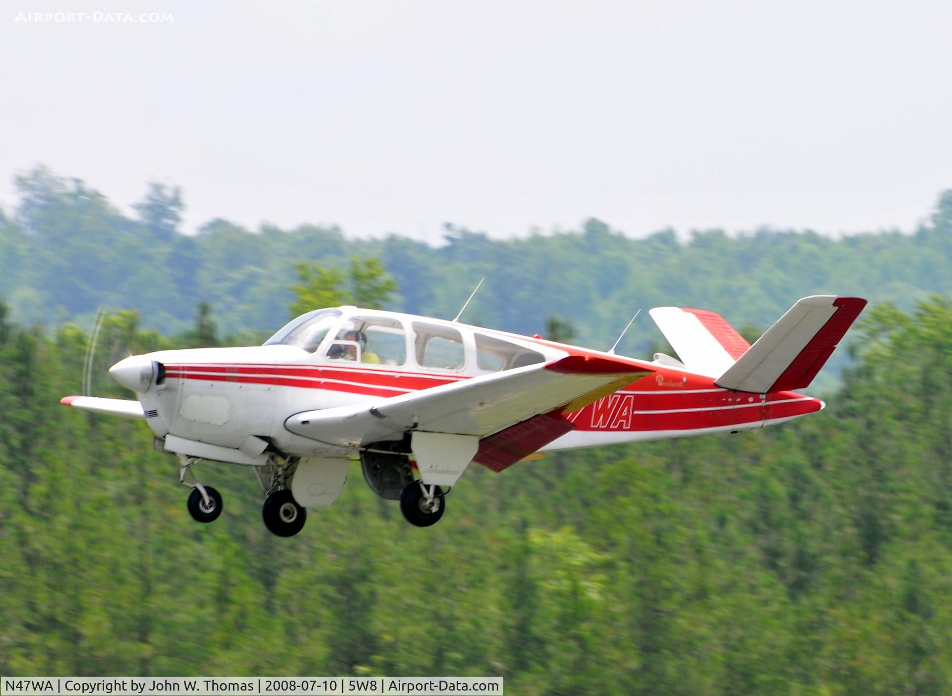 N47WA, 1947 Beech 35 Bonanza C/N D-155, Departing runway 4