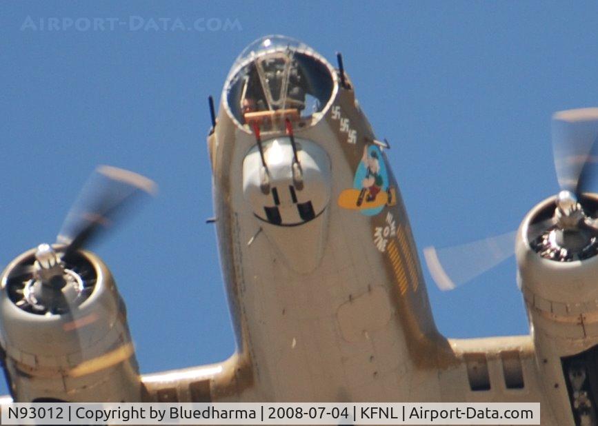 N93012, 1944 Boeing B-17G-30-BO Flying Fortress C/N 32264, Nine-O-Nine Flys over the Public area. Person in the front looks down.
