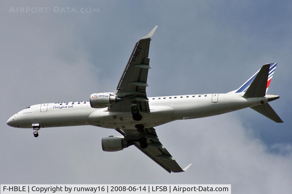 F-HBLE, 2007 Embraer 190AR (ERJ-190-100IGW) C/N 19000123, Régional Embraer 190 landing on rwy 34