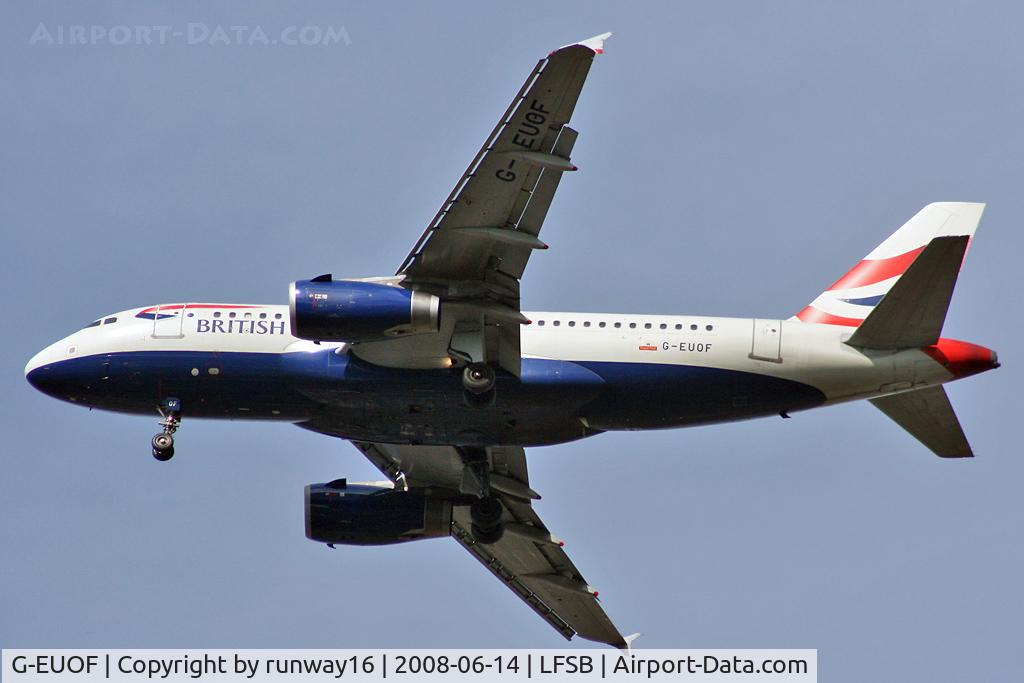 G-EUOF, 2001 Airbus A319-131 C/N 1590, Britsh Airways inbound from London Heathrow