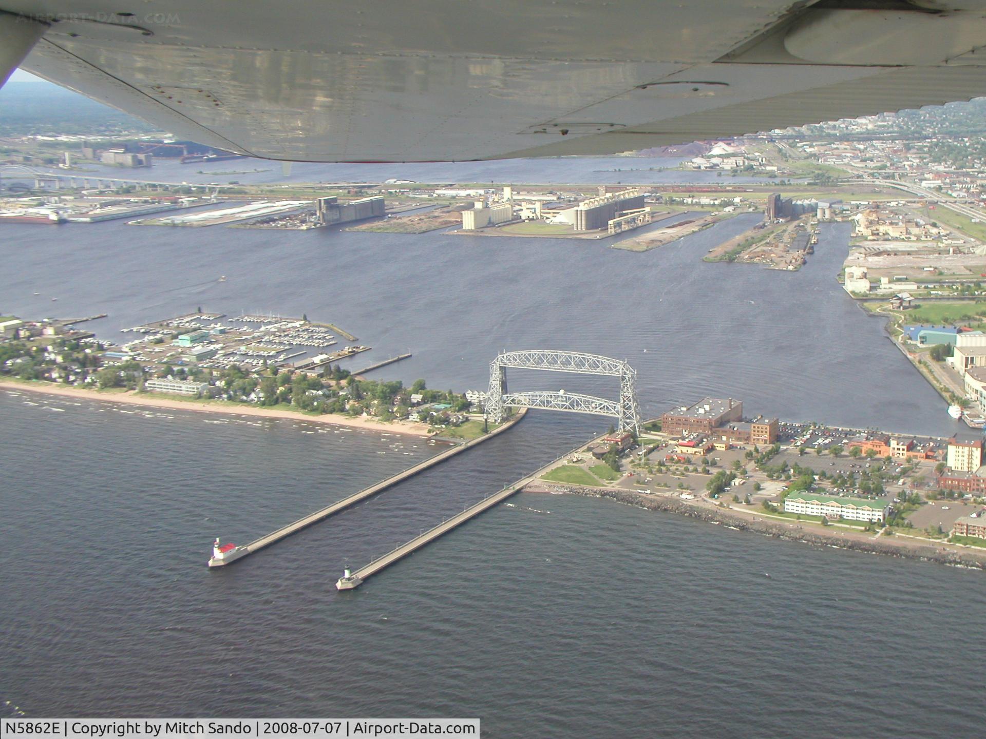 N5862E, 1959 Cessna 150 C/N 17362, The Aerial Lift Bridge in Duluth, MN.