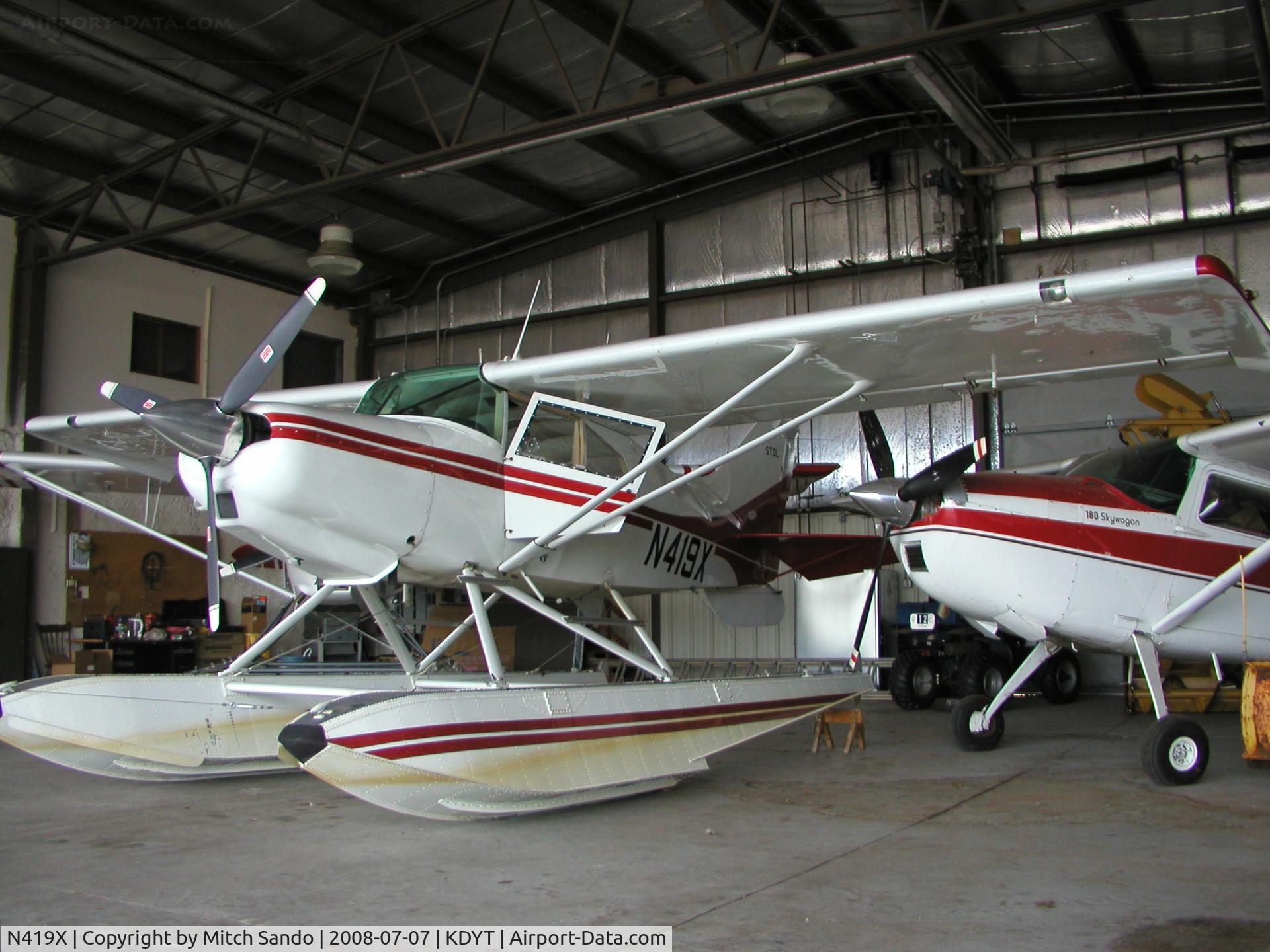 N419X, 1976 Maule M-5-235C Lunar Rocket C/N 7048C, Parked inside the hangar.