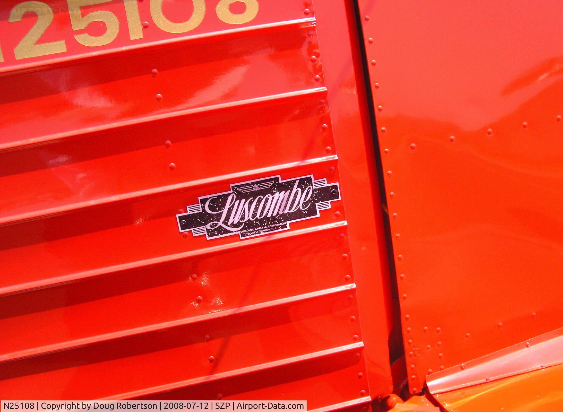 N25108, 1939 Luscombe 8A C/N 1032, 1939 Luscombe 8A, Continental A&C-65 65 Hp, early Luscombe logo