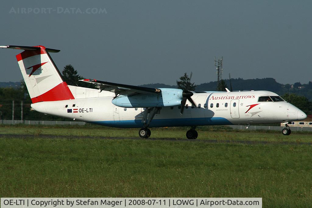 OE-LTI, 1997 De Havilland Canada DHC-8-314Q Dash 8 C/N 466, Austrian Arrows arriving from VIE