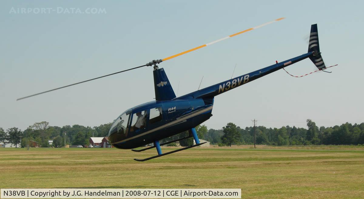 N38VB, 2007 Robinson R44 II C/N 11626, R-44 leaving Cambridge MD Airport