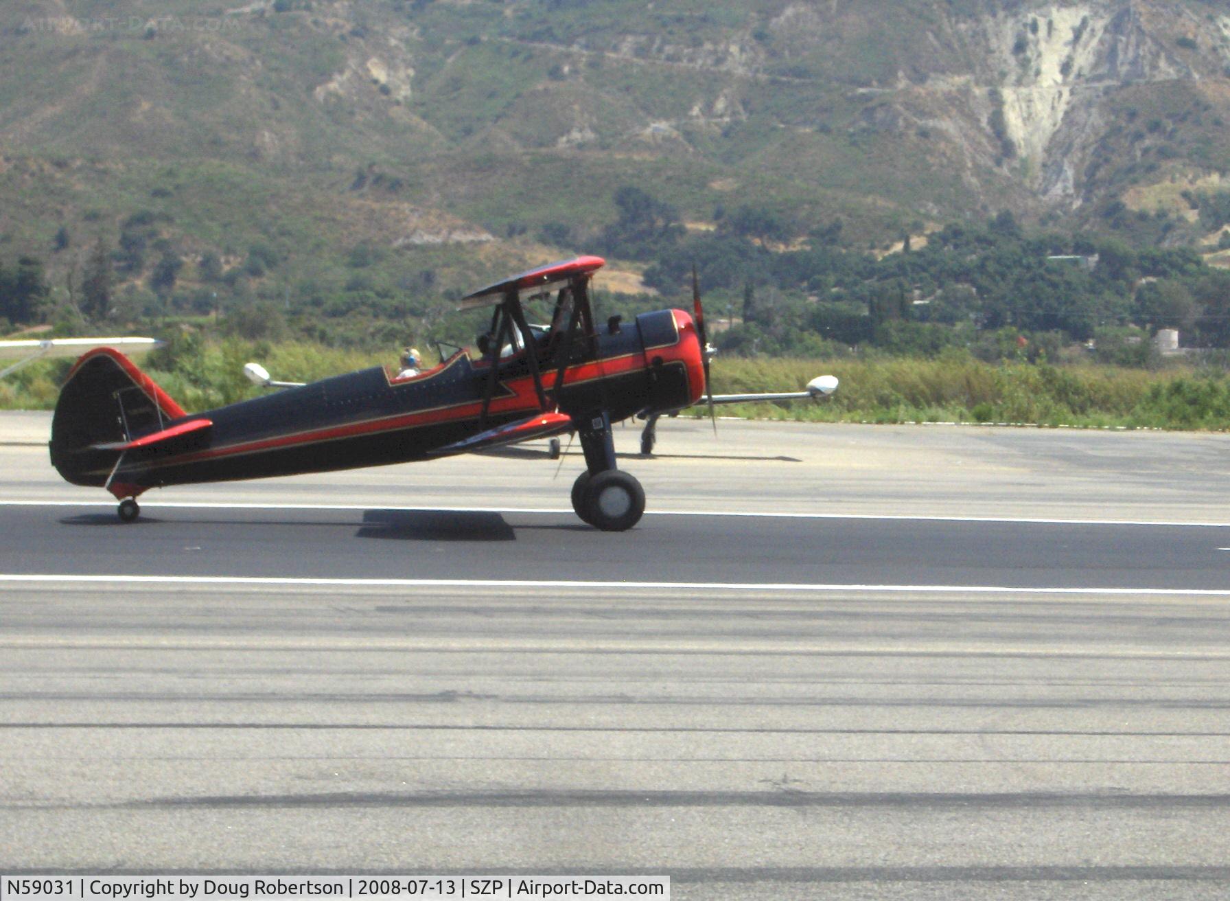N59031, 1941 Boeing A75N1(PT17) C/N 75-3808, 1941 Boeing Stearman A75N1 (PT-17), Continental W670 220 Hp, landing roll Rwy 22