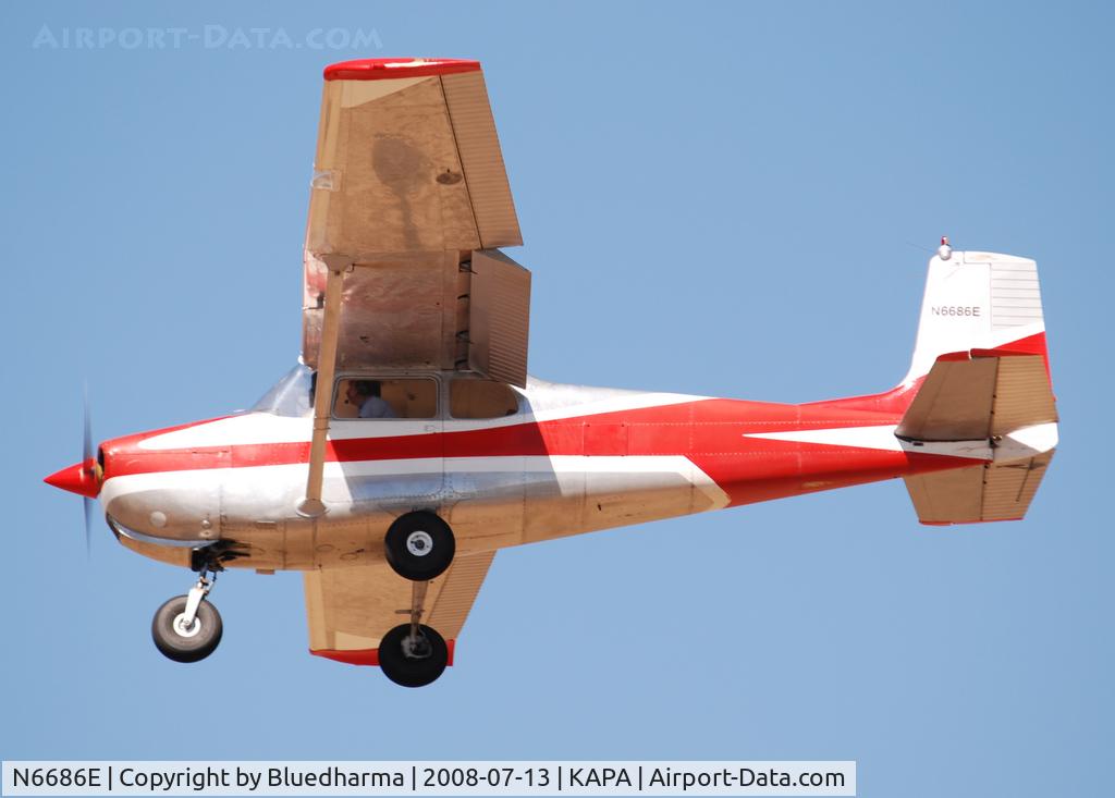 N6686E, 1959 Cessna 175 Skylark C/N 56186, On final approach to 17L.