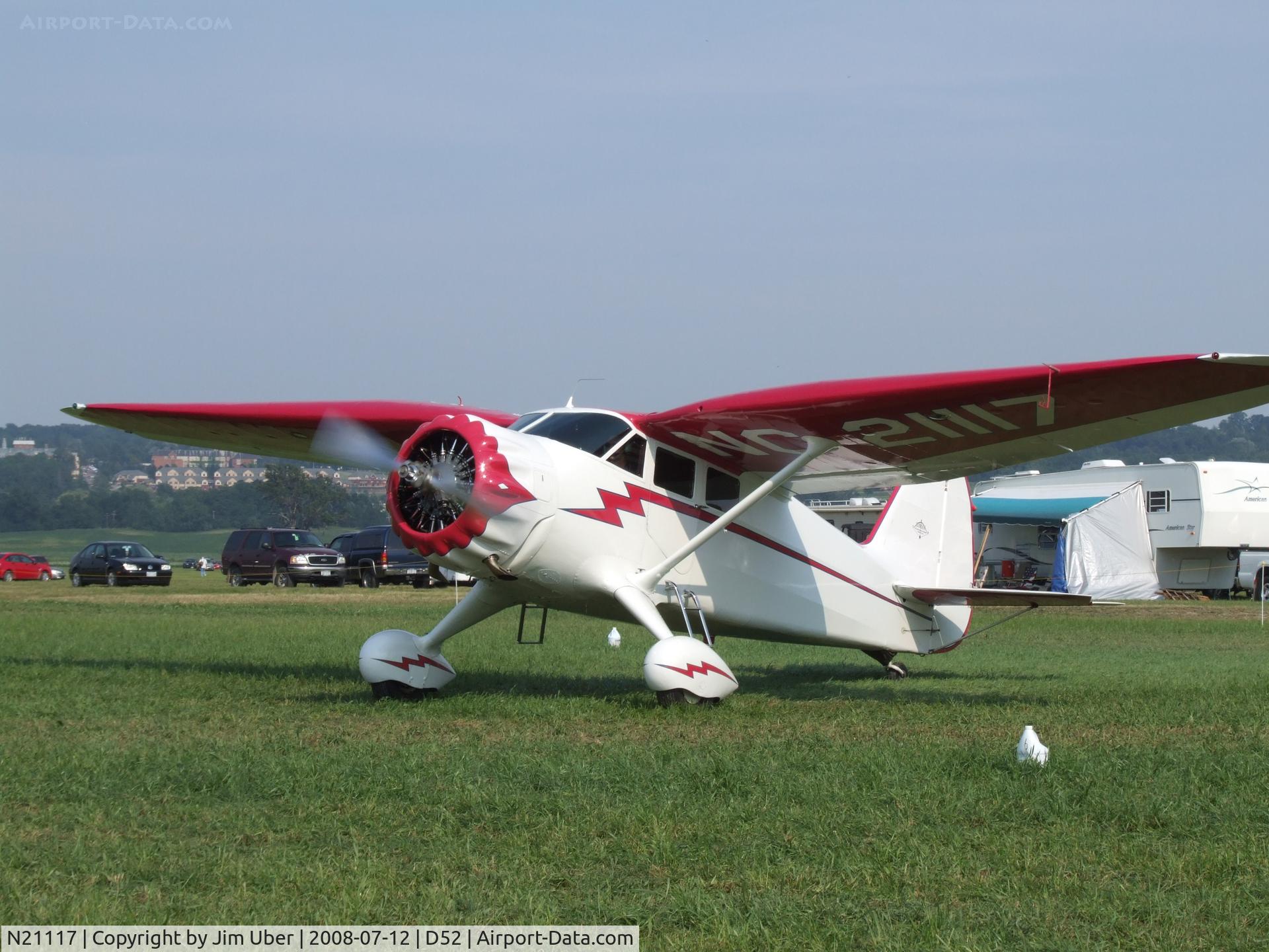 N21117, 1939 Stinson SR-9C Reliant C/N 5371, Headed back to reality after another fine day at Geneseo