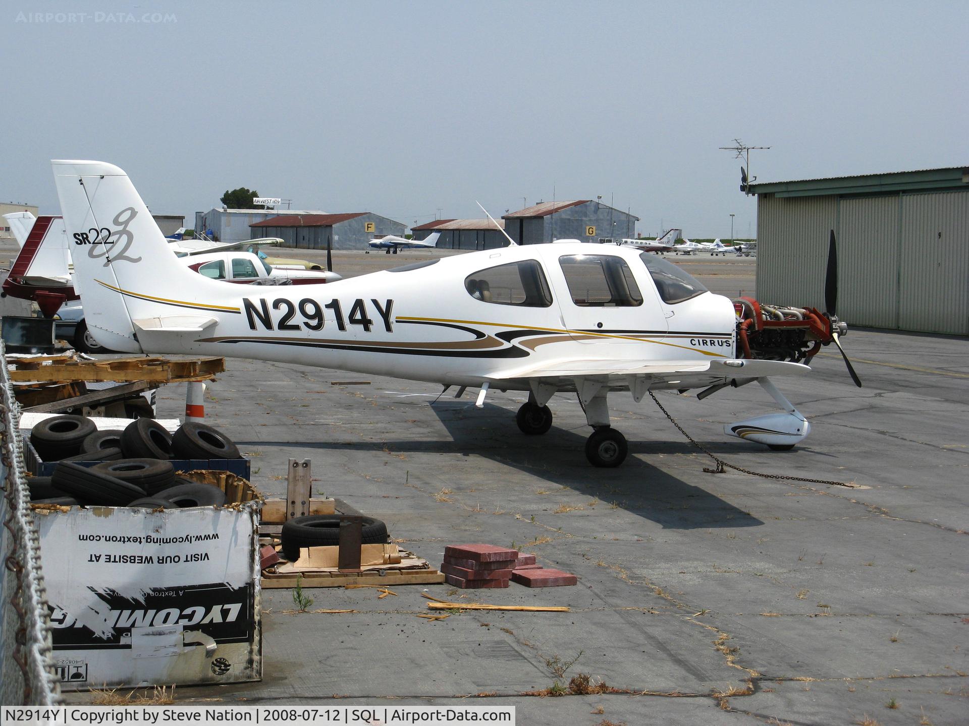 N2914Y, 2004 Cirrus SR22 G2 C/N 0859, 2004 Cirrus Design Corp SR22 minus cowling panels and in smoky conditions @ San Carlos, CA