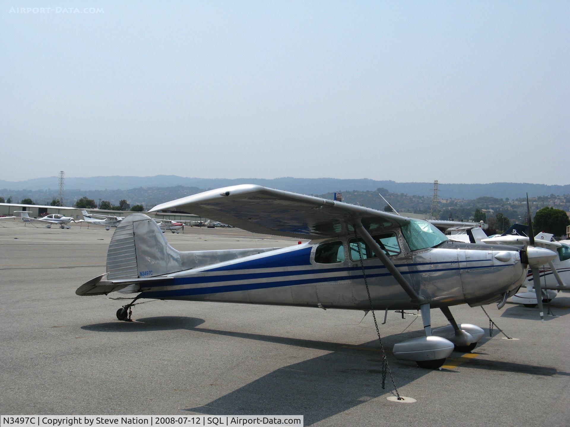 N3497C, 1955 Cessna 170B C/N 26540, 1955 Cessna 170B in smoky conditions @ San Carlos, CA