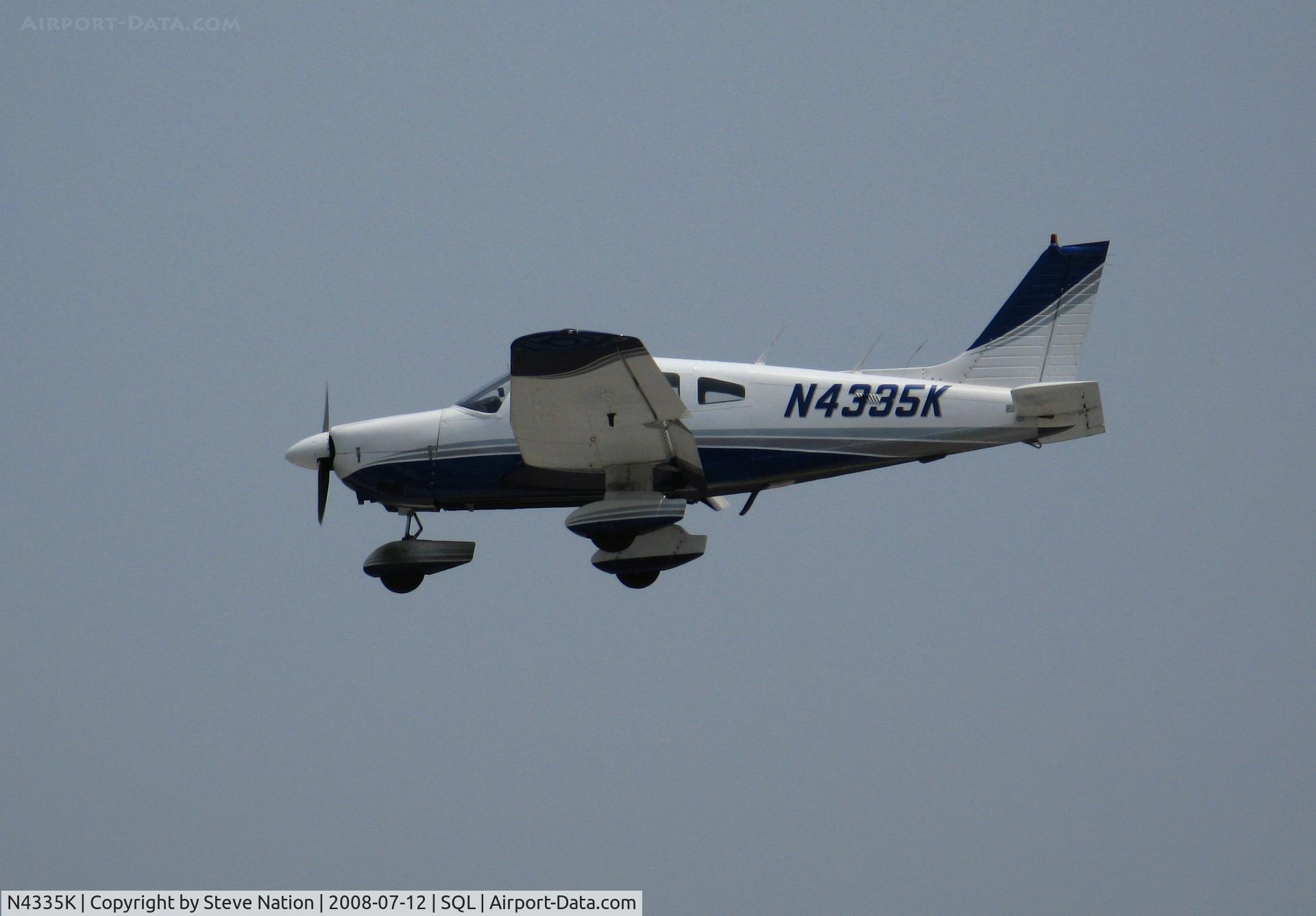 N4335K, 1984 Piper PA-28-181 C/N 28-8490044, Nice paint job on 1984 Piper PA-28-181 in smoky conditions @ San Carlos, CA