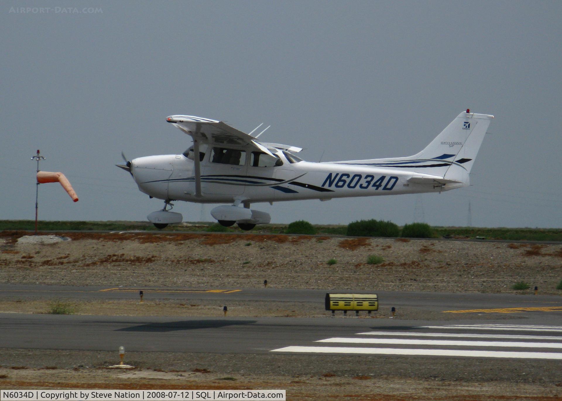 N6034D, 2006 Cessna 172S C/N 172S10195, 2006 Cessna 172S landing in smoky conditions @ San Carlos, CA