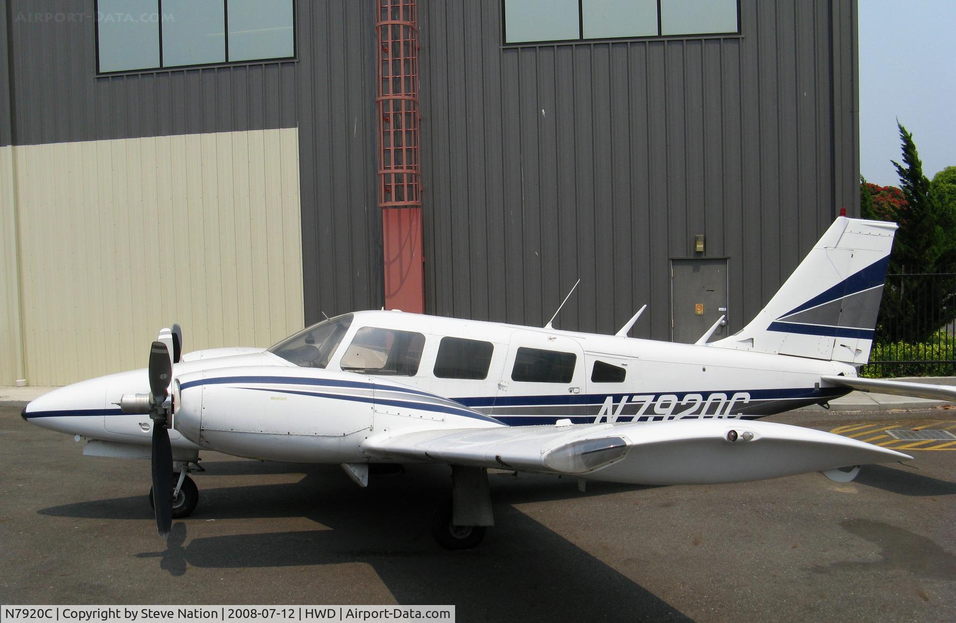 N7920C, 1975 Piper PA-34-200T Seneca II C/N 34-7670107, 1975 Piper PA-34-200T in smoky conditions @ Hayward Air Terminal, CA