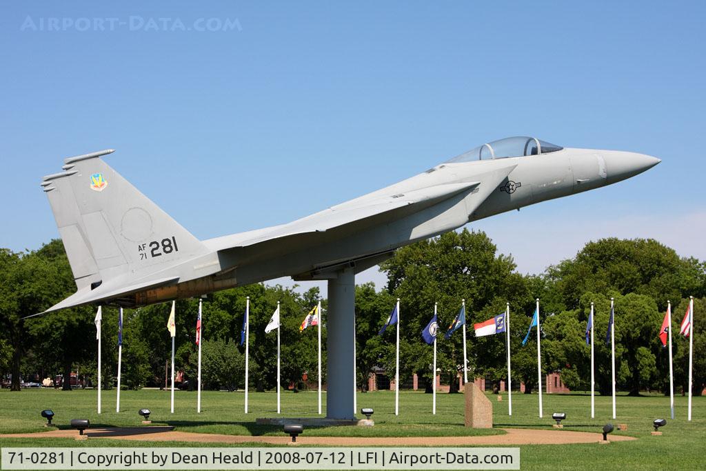 71-0281, 1971 McDonnell Douglas F-15A Eagle C/N 0002/A002, This 2nd prototype YF-15A was acquired from the USAF 12-17-75 for use by NASA's Dryden Flight Research Center, for the aerodynamic testing of the shuttle's thermal protection tiles. Returned to the USAF on 10-28-83 and put on display at Langley AFB.