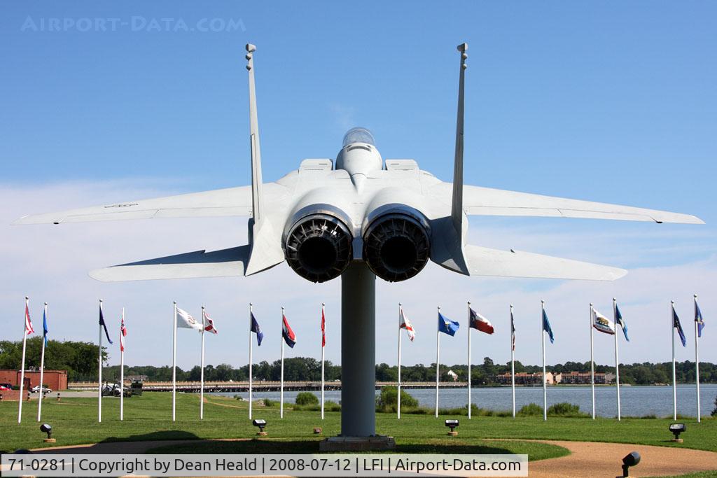 71-0281, 1971 McDonnell Douglas F-15A Eagle C/N 0002/A002, This 2nd prototype YF-15A was acquired from the USAF 12-17-75 for use by NASA's Dryden Flight Research Center, for the aerodynamic testing of the shuttle's thermal protection tiles. Returned to the USAF on 10-28-83 and put on display at Langley AFB.