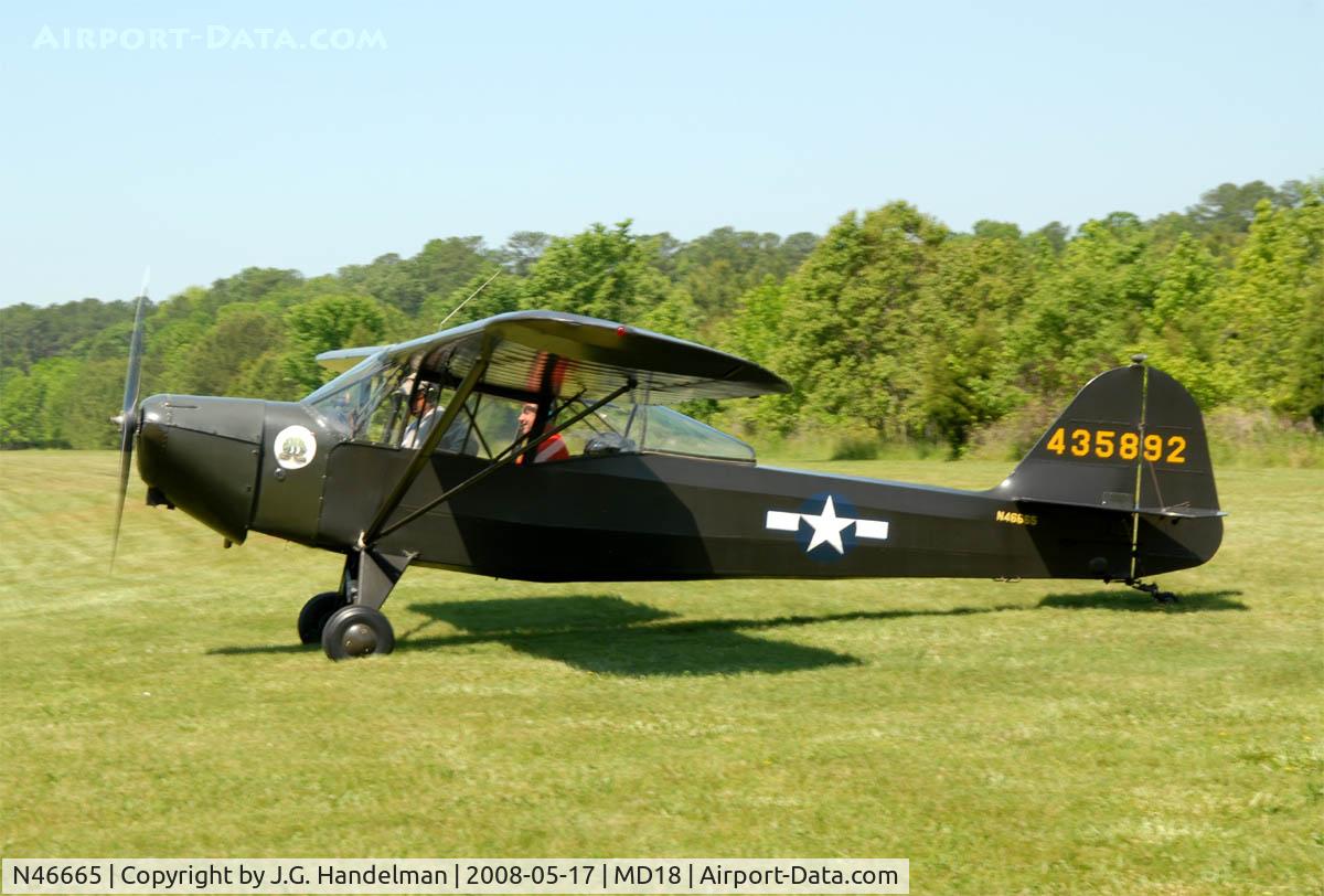 N46665, 1943 Taylorcraft DCO-65 C/N L-5892, L-2 taxiing at Horn Py. 5-17-2008